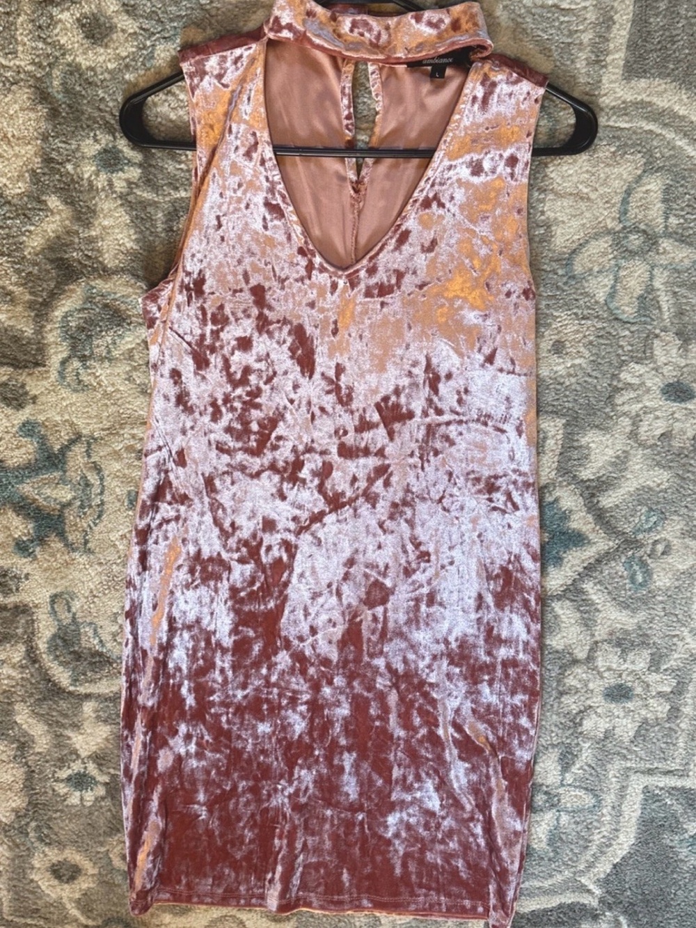 Crushed Velvet Mauve/Rose Pink Ambiance Dress | Size L